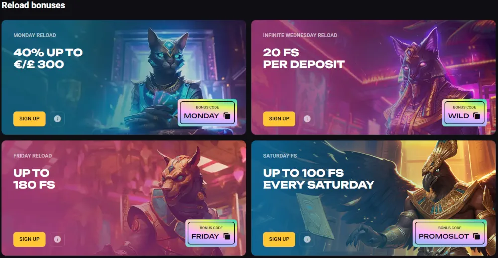 Offerte promozionali di bonus di ricarica e giri gratuiti AmonBet.